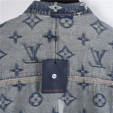 Load image into Gallery viewer, Louis Vuitton Heavy Wash Classic All Over Print Embroidered Jacquard Denim Jacket