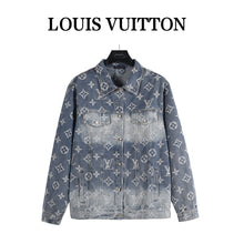 Load image into Gallery viewer, Louis Vuitton Heavy Wash Classic All Over Print Embroidered Jacquard Denim Jacket