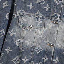 Load image into Gallery viewer, Louis Vuitton Heavy Wash Classic All Over Print Embroidered Jacquard Denim Jacket