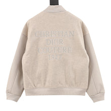 Load image into Gallery viewer, Dior baseball jacket with leather sleeves and embroidered letters on the back