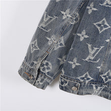 Load image into Gallery viewer, Louis Vuitton Heavy Wash Classic All Over Print Embroidered Jacquard Denim Jacket