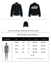 Load image into Gallery viewer, Saint Laurent leather back patch baseball jacket