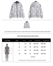 Load image into Gallery viewer, Louis Vuitton all-over custom lettering burnt flower towel embroidery zipper hooded jacket - مناسب للجنسين