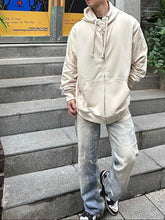 Load image into Gallery viewer, MAISON MARGIELA MM6 unfinished embroidered printed hooded sweatshirt jacket - مناسب للجنسين