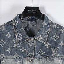 Load image into Gallery viewer, Louis Vuitton Heavy Wash Classic All Over Print Embroidered Jacquard Denim Jacket
