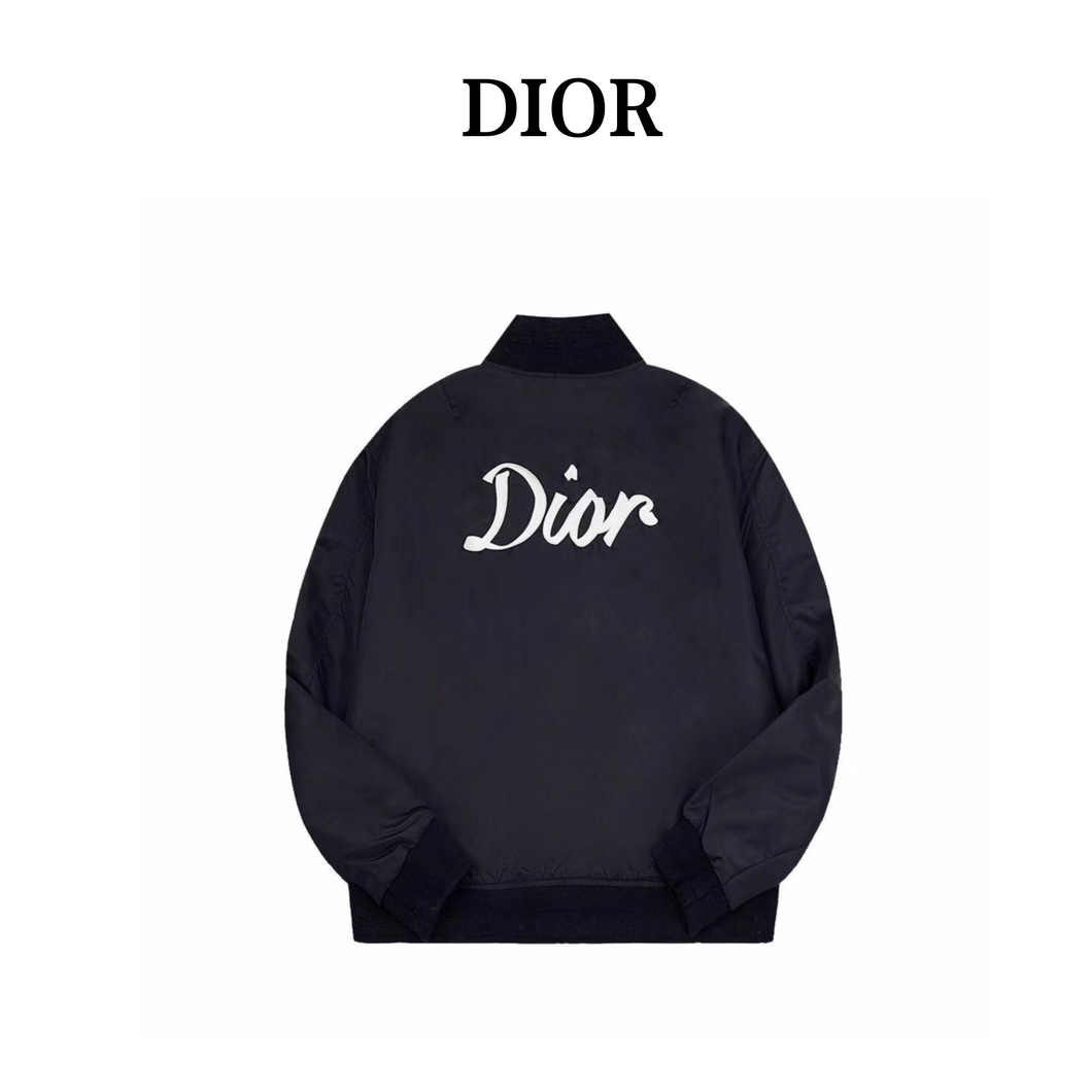 Dior/Dior back lettering embroidered padded bomber jacket - مناسب للجنسين
