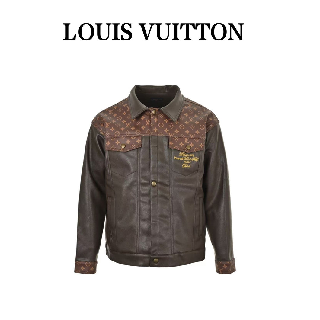 Louis Vuitton 25Fw monogram patchwork leather jacket