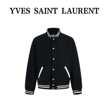 Load image into Gallery viewer, Saint Laurent leather back patch baseball jacket

