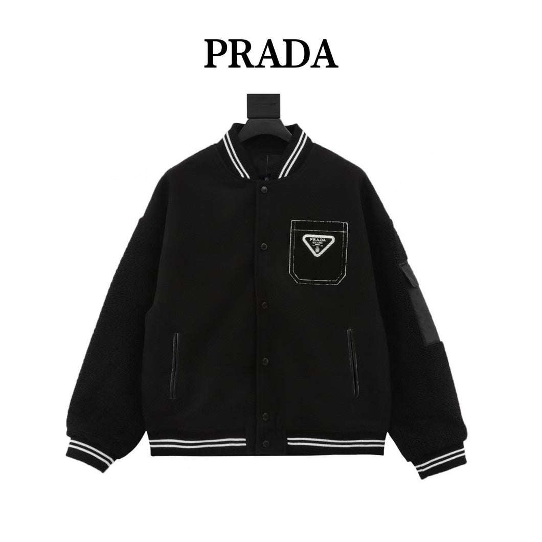Prada Lambswool Baseball Jacket - مناسب للجنسين