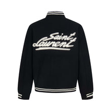 Load image into Gallery viewer, Saint Laurent leather back patch baseball jacket
