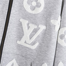 Load image into Gallery viewer, Louis Vuitton all-over custom lettering burnt flower towel embroidery zipper hooded jacket - مناسب للجنسين
