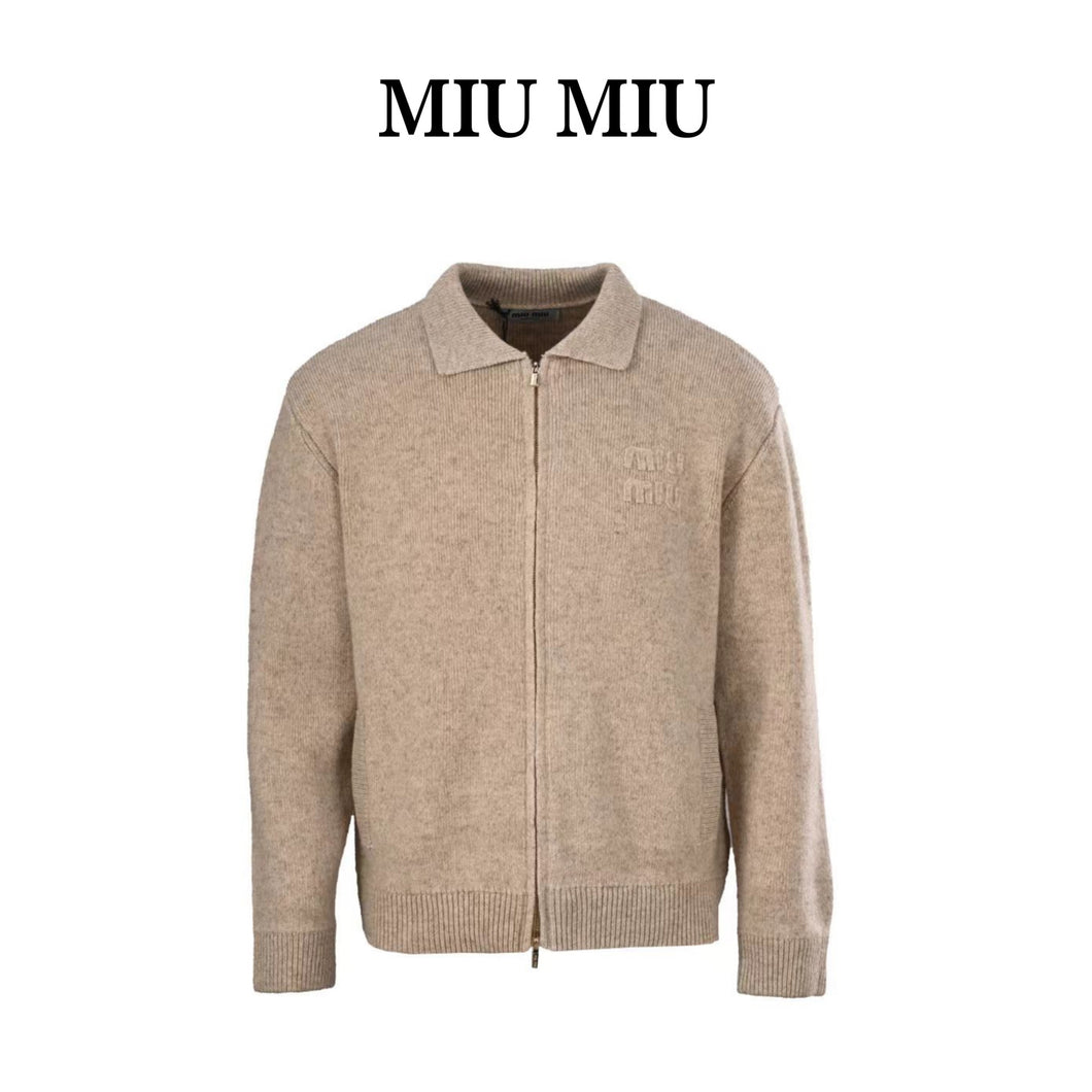 MIU MIU MM sheep wool zipper cardigan jacket - مناسب للجنسين