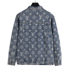 Load image into Gallery viewer, Louis Vuitton Heavy Wash Classic All Over Print Embroidered Jacquard Denim Jacket
