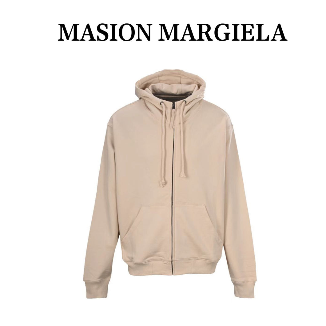 MAISON MARGIELA MM6 unfinished embroidered printed hooded sweatshirt jacket - مناسب للجنسين