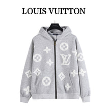 Load image into Gallery viewer, Louis Vuitton all-over custom lettering burnt flower towel embroidery zipper hooded jacket - مناسب للجنسين
