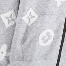 Load image into Gallery viewer, Louis Vuitton all-over custom lettering burnt flower towel embroidery zipper hooded jacket - مناسب للجنسين
